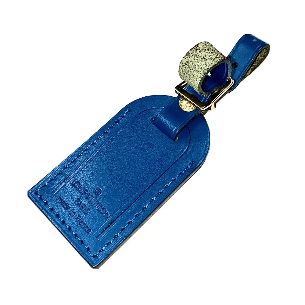 Louis Vuitton Blue Luggage Name Tag Small Gold-tone Buckle Rivet France